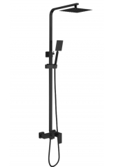 Душевая система Valfex Antares Steel Black, однорычажная, излив, тропический и ручной душ, штанга, ч