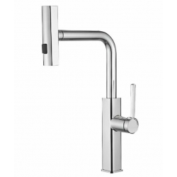 Смеситель для кухни Valfex Apollion Steel, однорычажный, высокий выдвижной излив, сталь