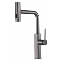 Смеситель для кухни Valfex Apollion Steel Graphite, однорычажный, высокий выдвижной излив, графит