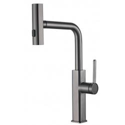 Смеситель для кухни Valfex Apollion Steel Graphite, однорычажный, высокий выдвижной излив, графит