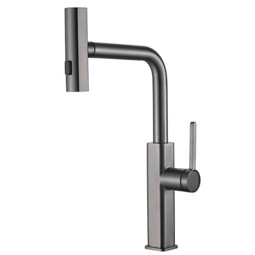 Смеситель для кухни Valfex Apollion Steel Graphite, однорычажный, высокий выдвижной излив, графит купить в интернет магазине Санрай73
