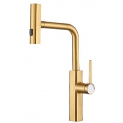 Смеситель для кухни Valfex Apollion Steel Golden, однорычажный, высокий выдвижной излив, золото