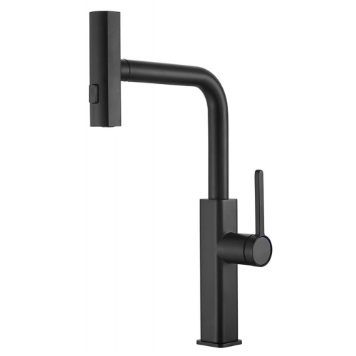 Смеситель для кухни Valfex Apollion Steel Black, однорычажный, высокий выдвижной излив, черный купить в интернет магазине Санрай73