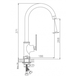 Смеситель для кухни Valfex Aquila Chrome, однорычажный, высокий излив, хром
