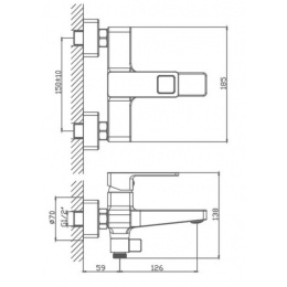 Смеситель для ванны Valfex Arcadia Chrome, однорычажный, короткий излив, ручной душ, хром