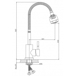 Смеситель для кухни Valfex Atria Steel, однорычажный, гибкий излив, два режима аэратора, сталь