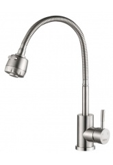 Смеситель для кухни Valfex Atria Steel, однорычажный, гибкий излив, два режима аэратора, сталь