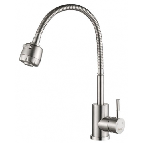 Смеситель для кухни Valfex Atria Steel, однорычажный, гибкий излив, два режима аэратора, сталь купить в интернет магазине Санрай73