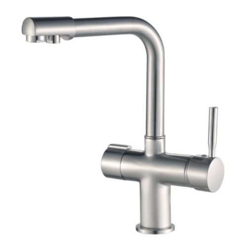 Смеситель для кухни Valfex Boreas Steel, с выходом для фильтра, высокий излив, сталь купить в интернет магазине Санрай73