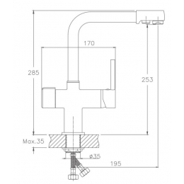 Смеситель для кухни Valfex Boreas Chrome, с выходом для фильтра, высокий излив, хром