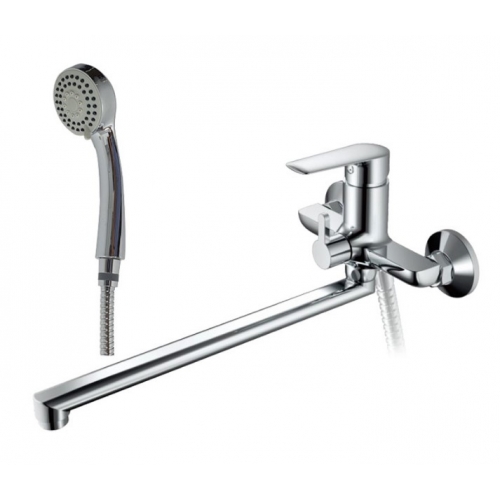 Смеситель для ванны Valfex Elara Chrome, однорычажный, длинный излив, ручной душ, хром купить в интернет магазине Санрай73