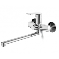 Смеситель для ванны Valfex Gemini Chrome, однорычажный, длинный излив, ручной душ, хром