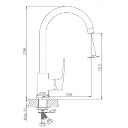 Смеситель для кухни Valfex Gemini Chrome, однорычажный, высокий излив, хром