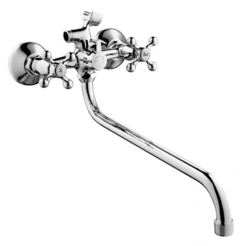 Смеситель для ванны Valfex Libra Chrome-1, двухвентильный, длинный излив, ручной душ, хром купить в интернет магазине Санрай73