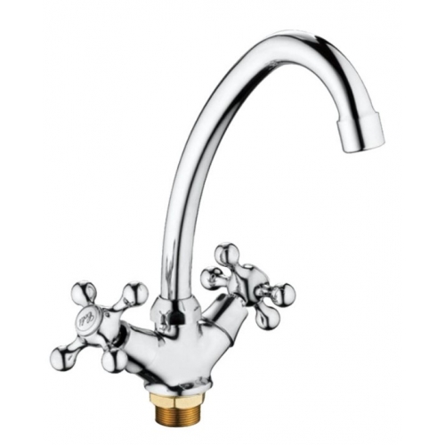 Смеситель для кухни Valfex Libra Chrome-1, двухвентильный, С-излив, хром купить в интернет магазине Санрай73