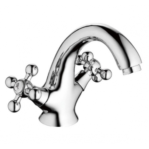 Смеситель для раковины Valfex Libra Chrome, двухвентильный, С-излив, хром купить в интернет магазине Санрай73