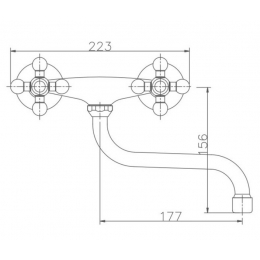 Смеситель для кухни Valfex Libra Chrome, настенный, двухвентильный, S-излив, хром