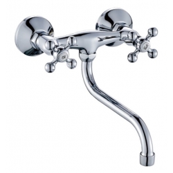 Смеситель для кухни Valfex Libra Chrome, настенный, двухвентильный, S-излив, хром