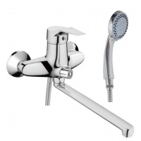 Смеситель для ванны Valfex Lyra Chrome, однорычажный, длинный излив, ручной душ, хром