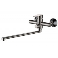 Смеситель для ванны Valfex Rigel Steel, однорычажный, длинный излив, ручной душ, сталь