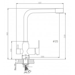 Смеситель для кухни Valfex Rigel Steel, с выходом для фильтра, высокий излив, сталь