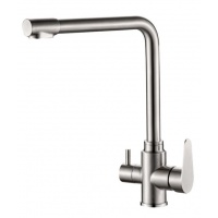 Смеситель для кухни Valfex Rigel Steel, с выходом для фильтра, высокий излив, сталь