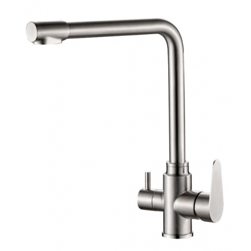 Смеситель для кухни Valfex Rigel Steel, с выходом для фильтра, высокий излив, сталь купить в интернет магазине Санрай73