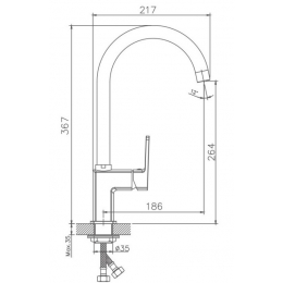 Смеситель для кухни Valfex Taurus Chrome, однорычажный, высокий излив, хром