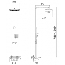 Душевая система Valfex Vega Chrome, однорычажная, излив, тропический и ручной душ, штанга, хром