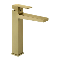 Смеситель для раковины VIEIR V393512S, однорычажный, высокий Г-излив, золото