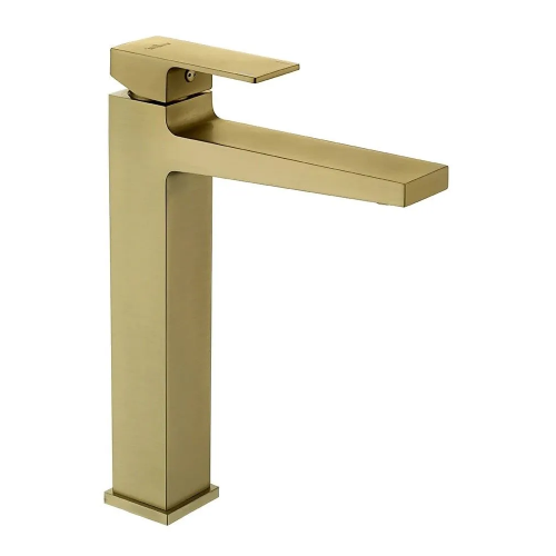 Смеситель для раковины VIEIR V393512S, однорычажный, высокий Г-излив, золото купить в интернет магазине Санрай73