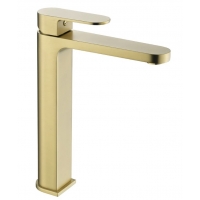 Смеситель для раковины VIEIR V283512S, однорычажный, высокий Г-излив, золото