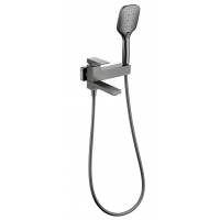 Смеситель для ванны VIEIR V393531G, однорычажный, короткий поворотный излив, ручной душ, графит