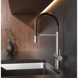 Смеситель для кухни VIEIR V15019 с выходом для фильтра, гибкий излив, душ/струя, чёрный сатин