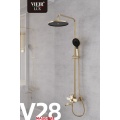 Душевая система VIEIR V283562S однорычажная, поворотный излив, ручной и тропический душ, штанга, золото матовое