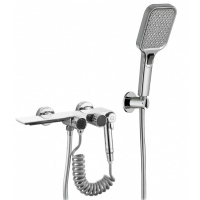 Смеситель для ванны VIEIR V323531, двуручковый, каскадный излив, ручной душ, гигиенический душ, хром