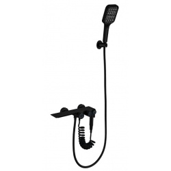 Смеситель для ванны VIEIR V323531C, двуручковый, каскадный излив, ручной и гигиенический душ, черный