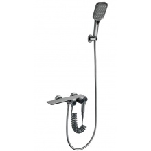 Смеситель для ванны VIEIR V323531G, двуручковый, каскадный излив, ручной и гигиенический душ, графит