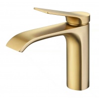Смеситель для раковины VIEIR V343511S, однорычажный, Г-излив, золото матовое