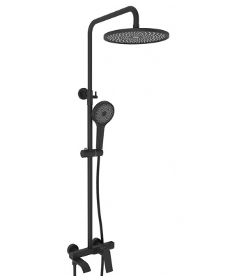 Душевая система VIEIR V343562C однорычажная, излив, ручной и тропический душ, штанга, черный матовый