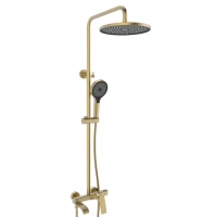 Душевая система VIEIR V343562S однорычажная, излив, ручной и тропический душ, штанга, золото матовое