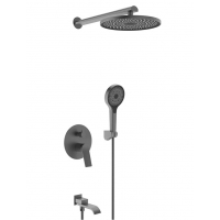 Душевая система VIEIR V343563G встраиваемая, рычажная, тропический и ручной душ, излив, графит метал