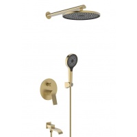 Душевая система VIEIR V343563S встраиваемая, рычажная, тропический и ручной душ, излив, золото матов