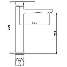 Смеситель для раковины VIEIR V393512C, однорычажный, высокий Г-излив, черный