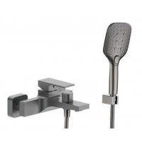 Смеситель для ванны VIEIR V393535G, однорычажный, короткий излив, ручной душ, графит металлический
