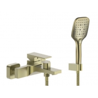 Смеситель для ванны VIEIR V393535S, однорычажный, короткий излив, ручной душ, золото матовое