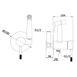 Смеситель с гигиеническим душем VIEIR V403553S, встраиваемый, однорычажный, матовое золото