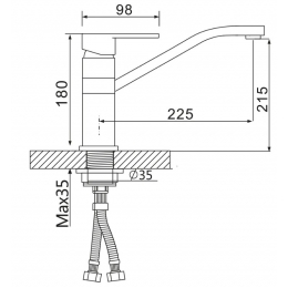 Смеситель для кухни VIEIR V113522, однорычажный, длинный излив, хром