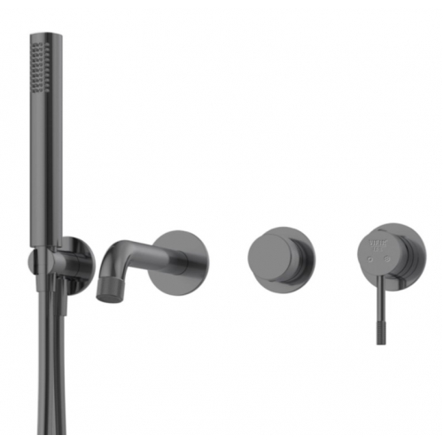 Смеситель для ванны VIEIR V403532G, встраиваемый, однорычажный, излив, ручной душ, графит купить в интернет магазине Санрай73