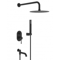Душевая система VIEIR V403564C, встраиваемая, излив, тропический душ, ручной душ, черный матовый